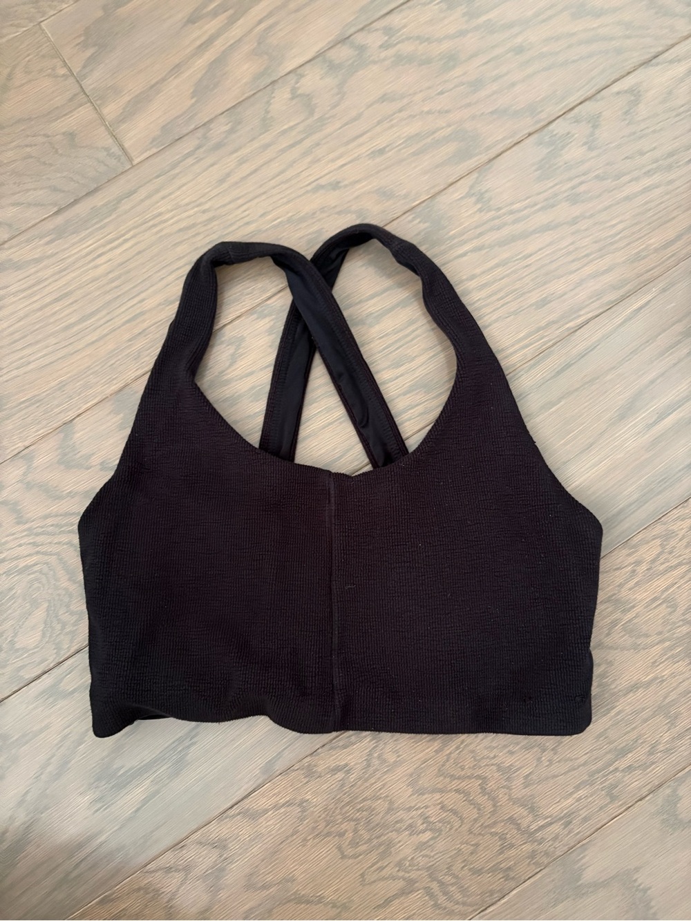 Gymshark Black Ribbed Cross-Back Sports Bra